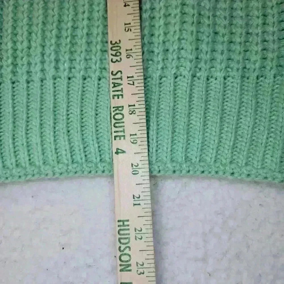H&M Sweater Chunky Knit Womens Medium Green Mock Neck Crop - Picture 11 of 14